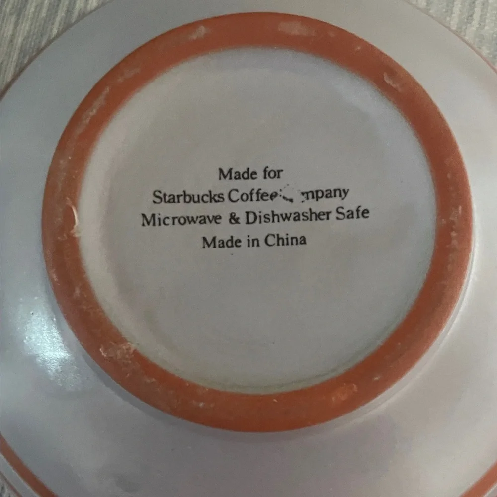 Set of 4 Starbucks Stoneware Swirl Bowls – Gray & Orange Stripes